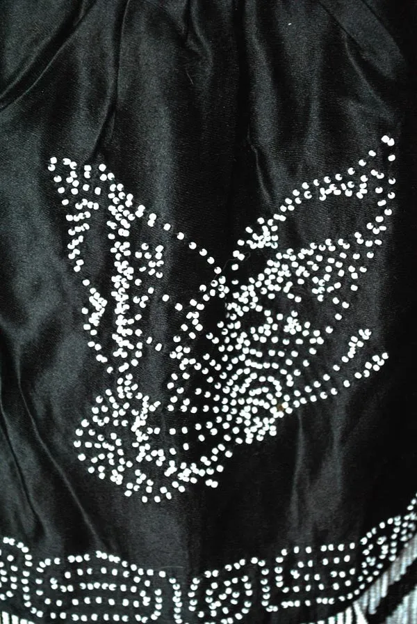 1920s Original Black Silk Beaded Flapper Purse • Deco Butterly Fringe Handbag