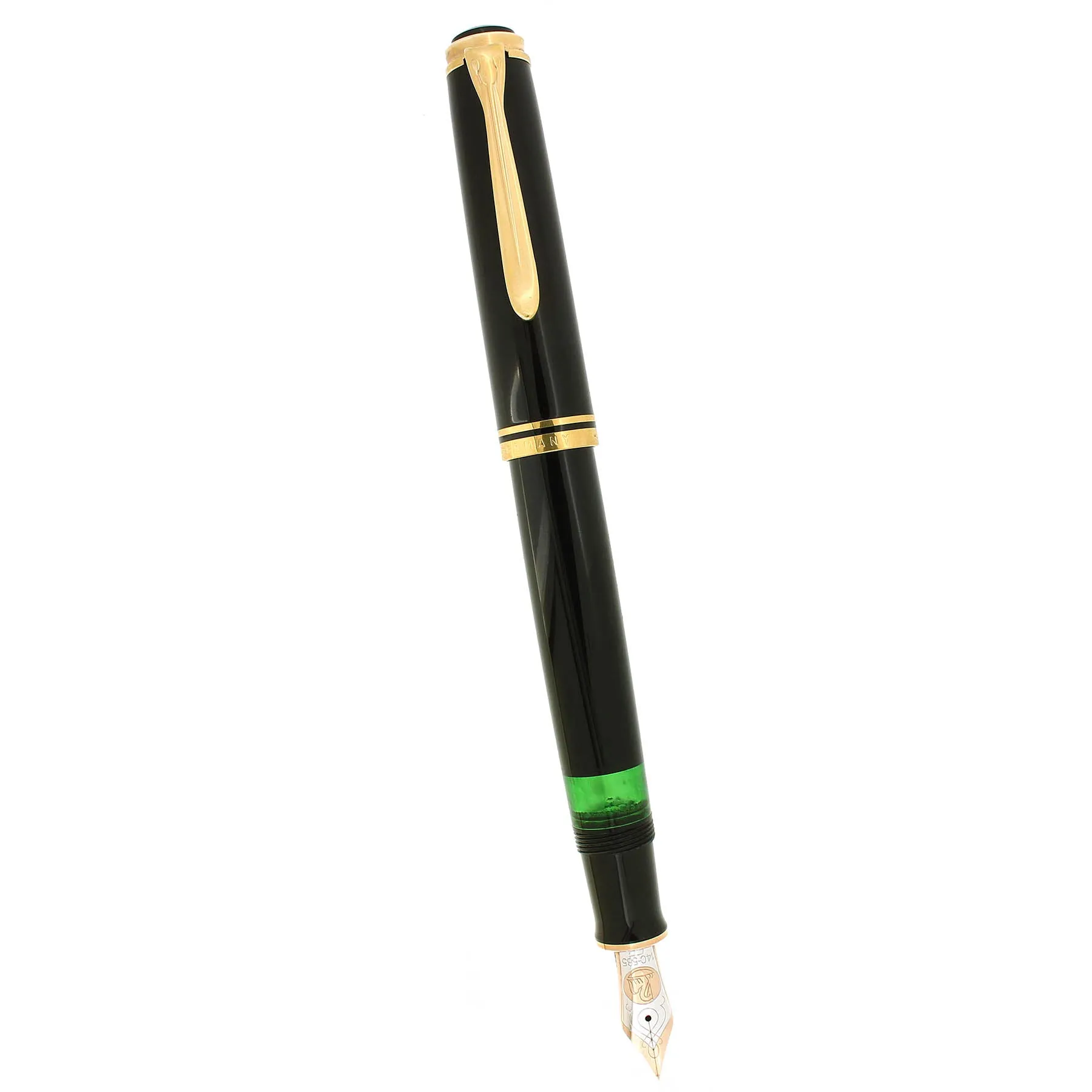 1990S PELIKAN M800 BLACK W/GOLD TRIM 14K FF NIB BLACK FOUNTAIN PEN