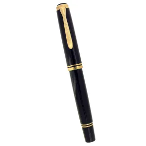 1990S PELIKAN M800 BLACK W/GOLD TRIM 14K FF NIB BLACK FOUNTAIN PEN