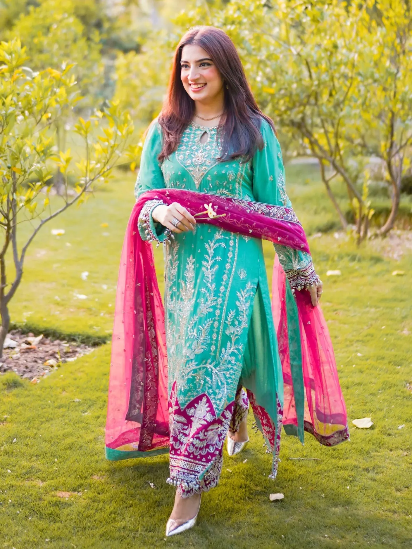 Ally's Sea Green Chiffon 3-Piece Suit (AL-3900)