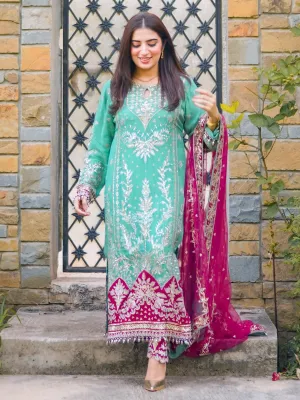 Ally's Sea Green Chiffon 3-Piece Suit (AL-3900)