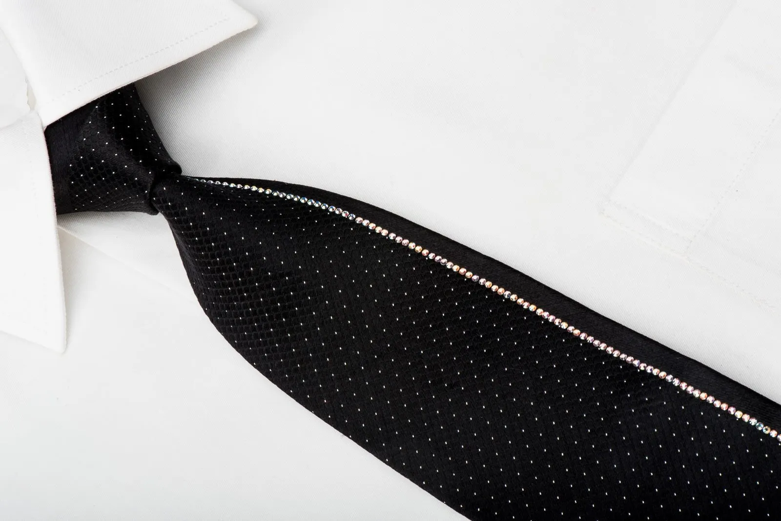 Aquascutum Black Rhinestone Silk Tie With Sparkles