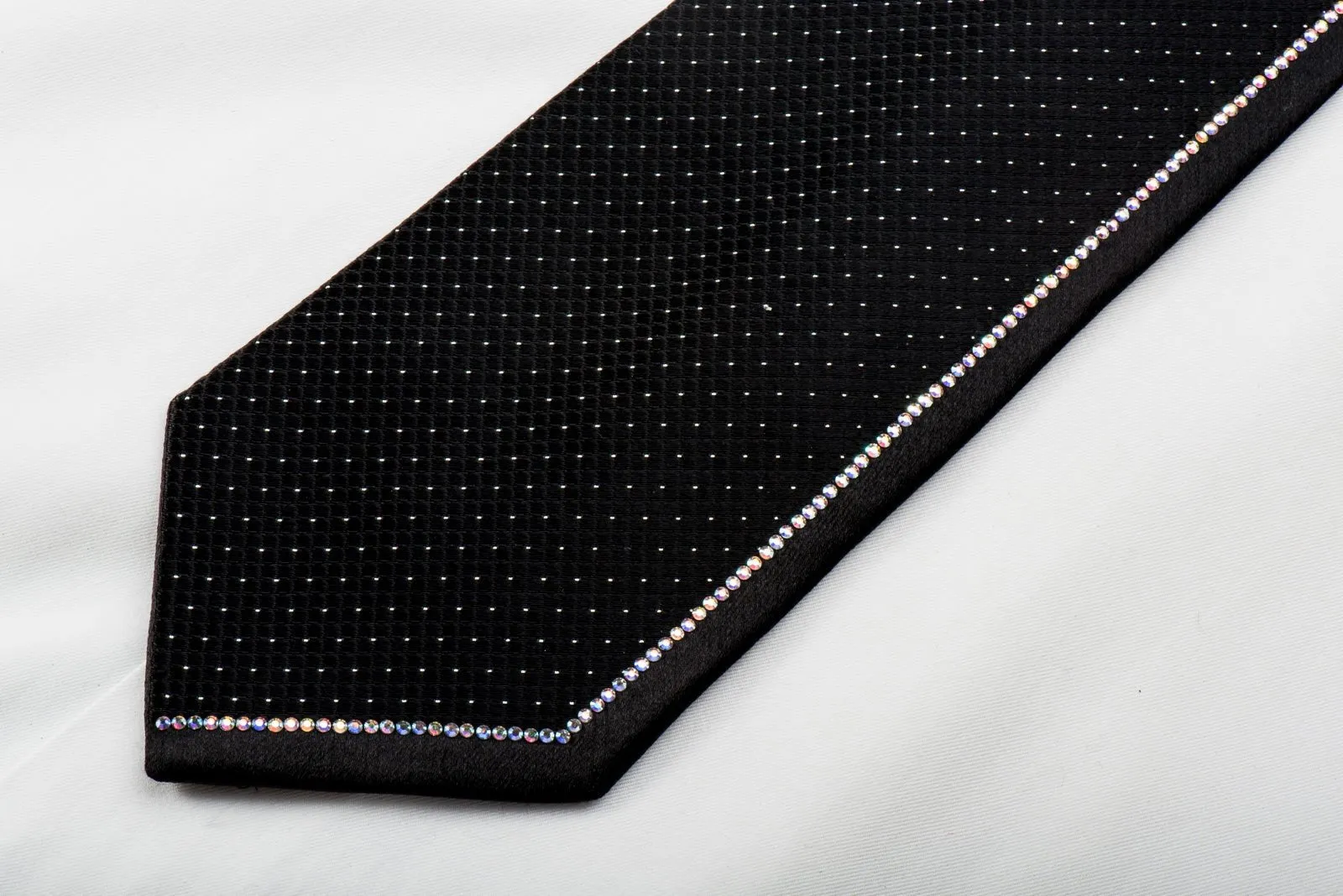 Aquascutum Black Rhinestone Silk Tie With Sparkles