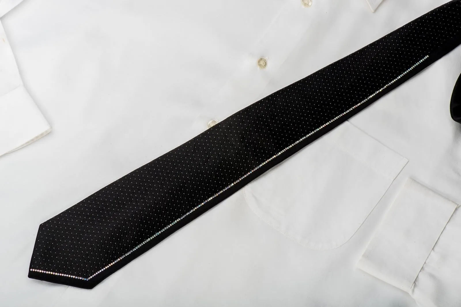 Aquascutum Black Rhinestone Silk Tie With Sparkles