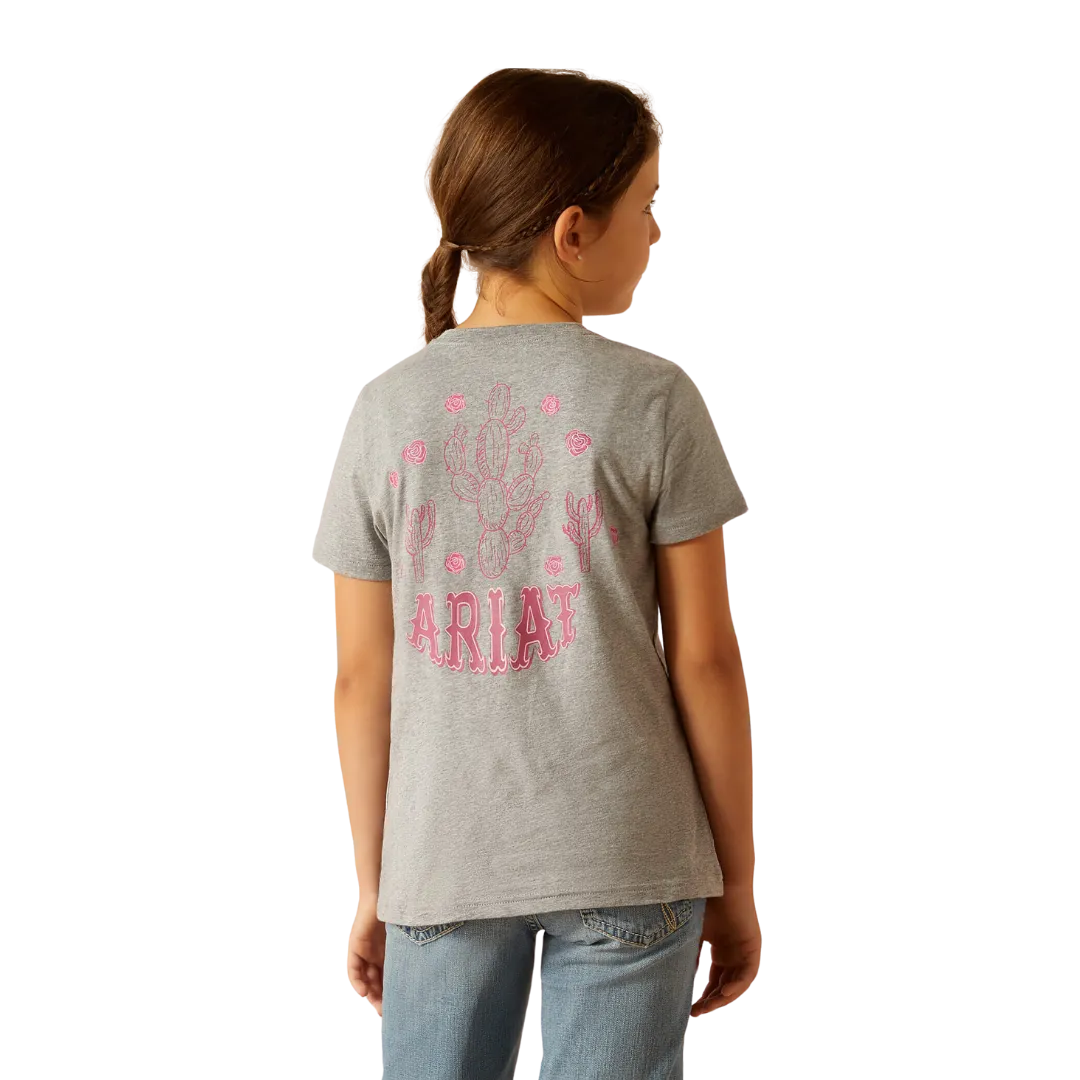 Ariat Kid's Cactus Rose Heather Grey T Shirt