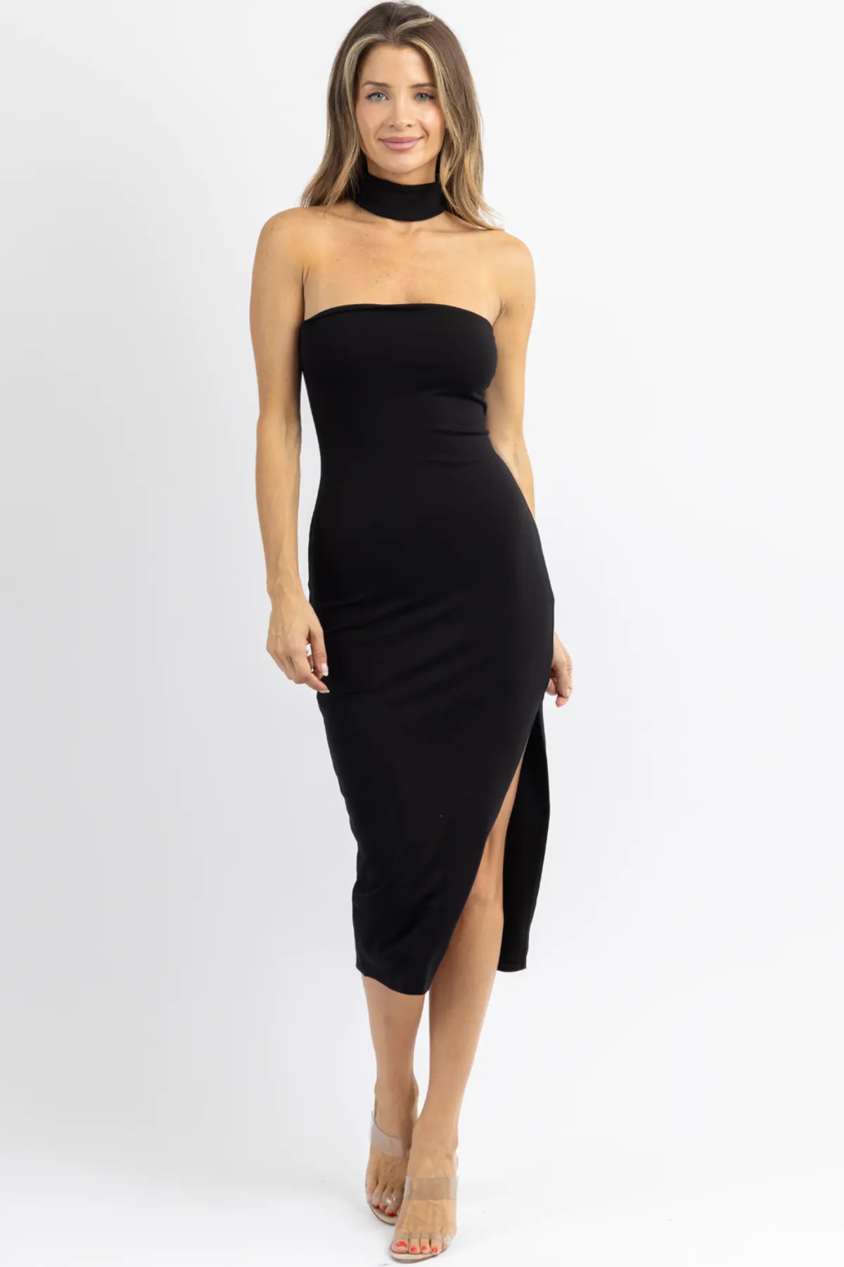 ATHENA BLACK MIDI DRESS
