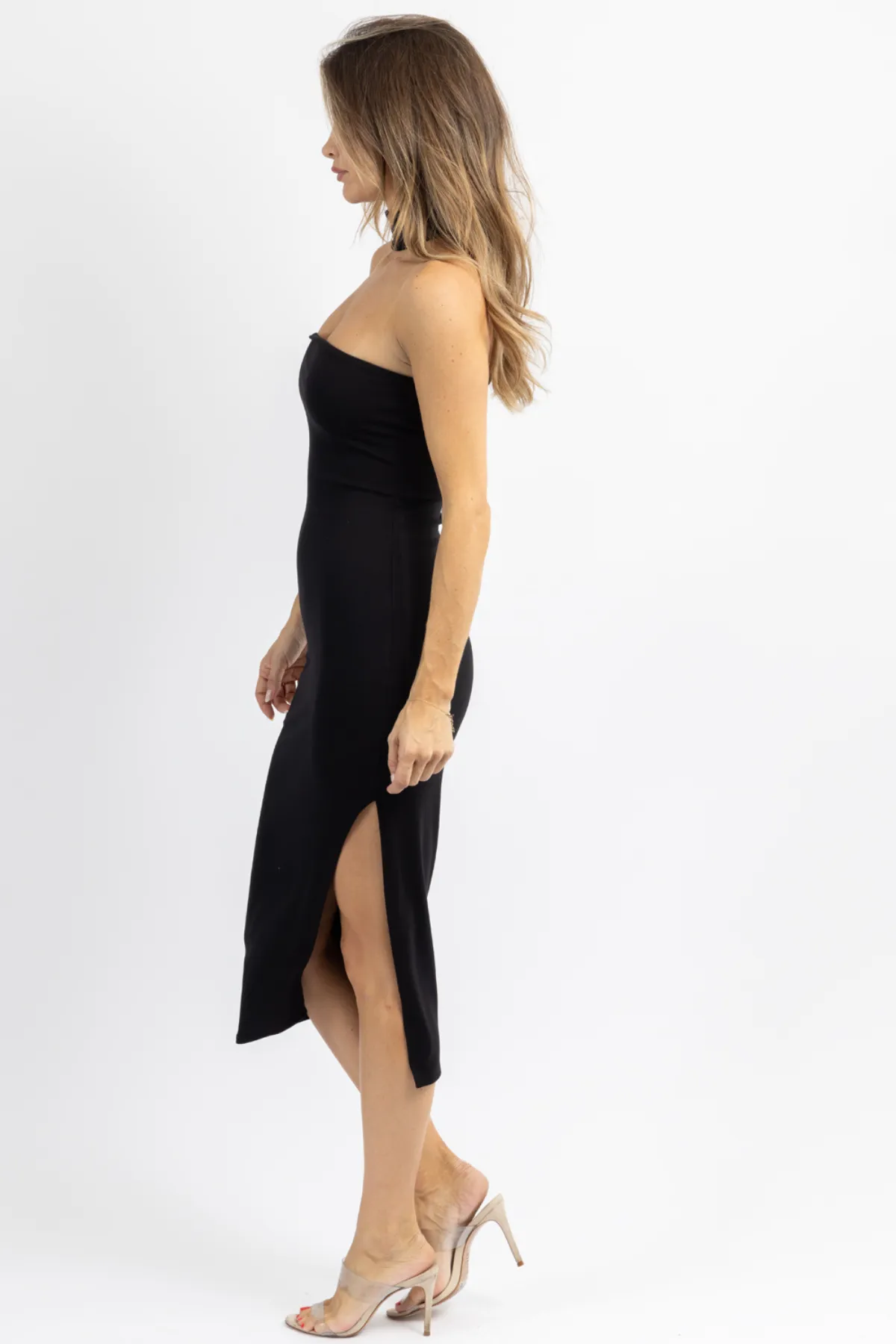 ATHENA BLACK MIDI DRESS