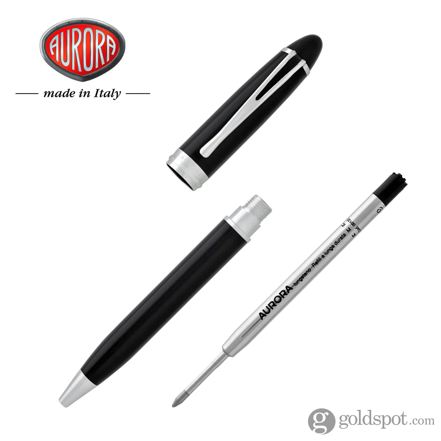 Aurora Ipsilon Deluxe Ballpoint Pen in Black with Chrome Trim
