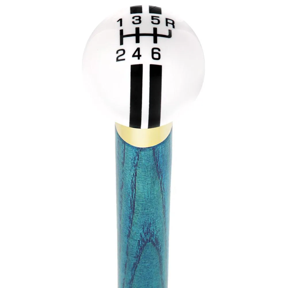 Black & White Rally Shift Round Knob Cane w/ Custom Color Ash Shaft & Collar