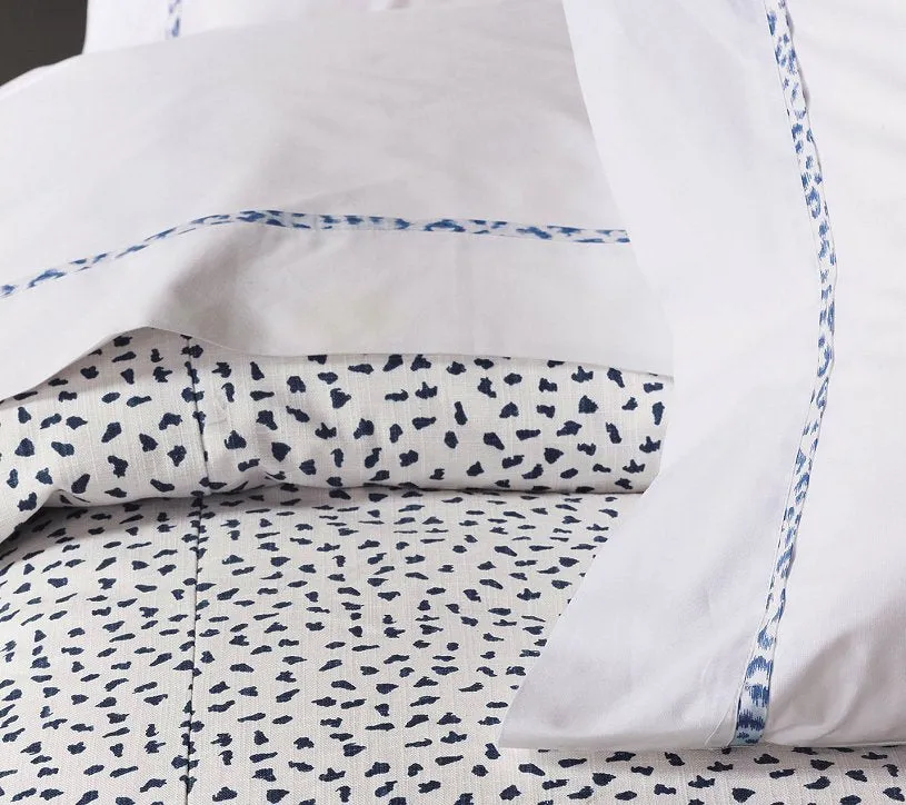 Blue Speckled Bordered Sheet Set