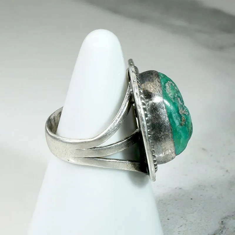 Bold Green Turquoise & Sterling Navajo Ring
