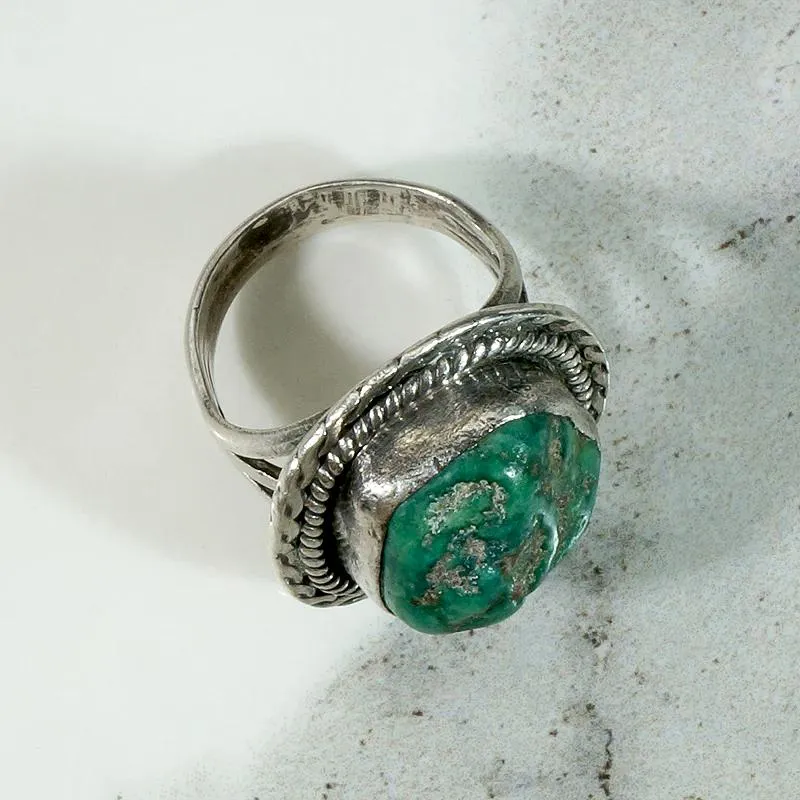 Bold Green Turquoise & Sterling Navajo Ring