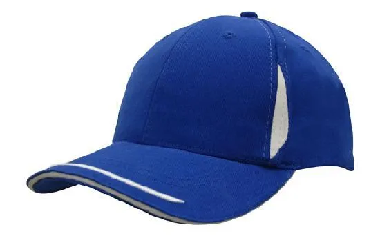 BRUSHED HEAVY COTTON CAP WITH CROWN INSERTS, PEAK TRIM & SANDWICH