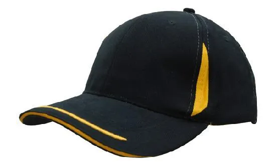 BRUSHED HEAVY COTTON CAP WITH CROWN INSERTS, PEAK TRIM & SANDWICH