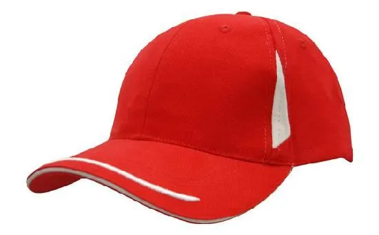 BRUSHED HEAVY COTTON CAP WITH CROWN INSERTS, PEAK TRIM & SANDWICH
