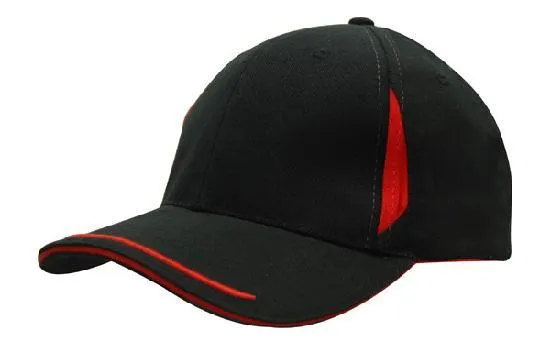 BRUSHED HEAVY COTTON CAP WITH CROWN INSERTS, PEAK TRIM & SANDWICH