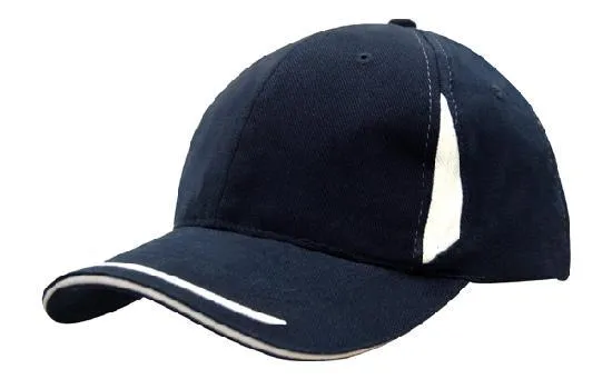 BRUSHED HEAVY COTTON CAP WITH CROWN INSERTS, PEAK TRIM & SANDWICH