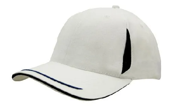 BRUSHED HEAVY COTTON CAP WITH CROWN INSERTS, PEAK TRIM & SANDWICH