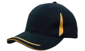 BRUSHED HEAVY COTTON CAP WITH CROWN INSERTS, PEAK TRIM & SANDWICH