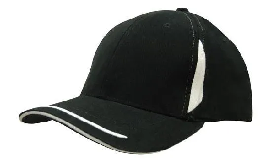 BRUSHED HEAVY COTTON CAP WITH CROWN INSERTS, PEAK TRIM & SANDWICH