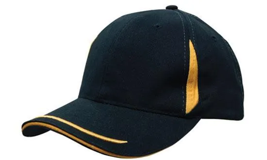 BRUSHED HEAVY COTTON CAP WITH CROWN INSERTS, PEAK TRIM & SANDWICH