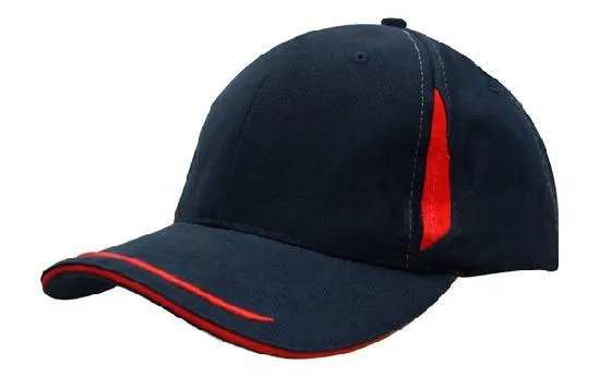 BRUSHED HEAVY COTTON CAP WITH CROWN INSERTS, PEAK TRIM & SANDWICH