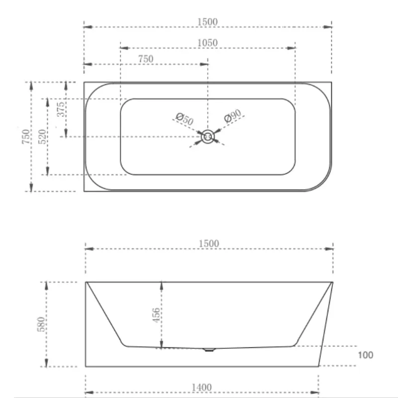 Cassa Design Ashton Corner Back To Wall Bath