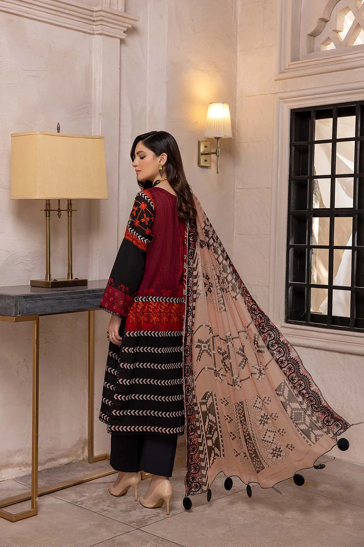 Charizma aniiq · Embroidered Lawn Suit With Embroidered Chiffon Dupatta – ANS-22