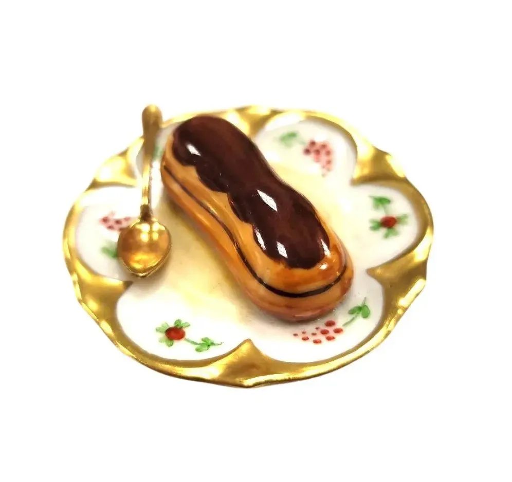 Chocolate Napolean Dessert on Gold Trim Plate - Rare