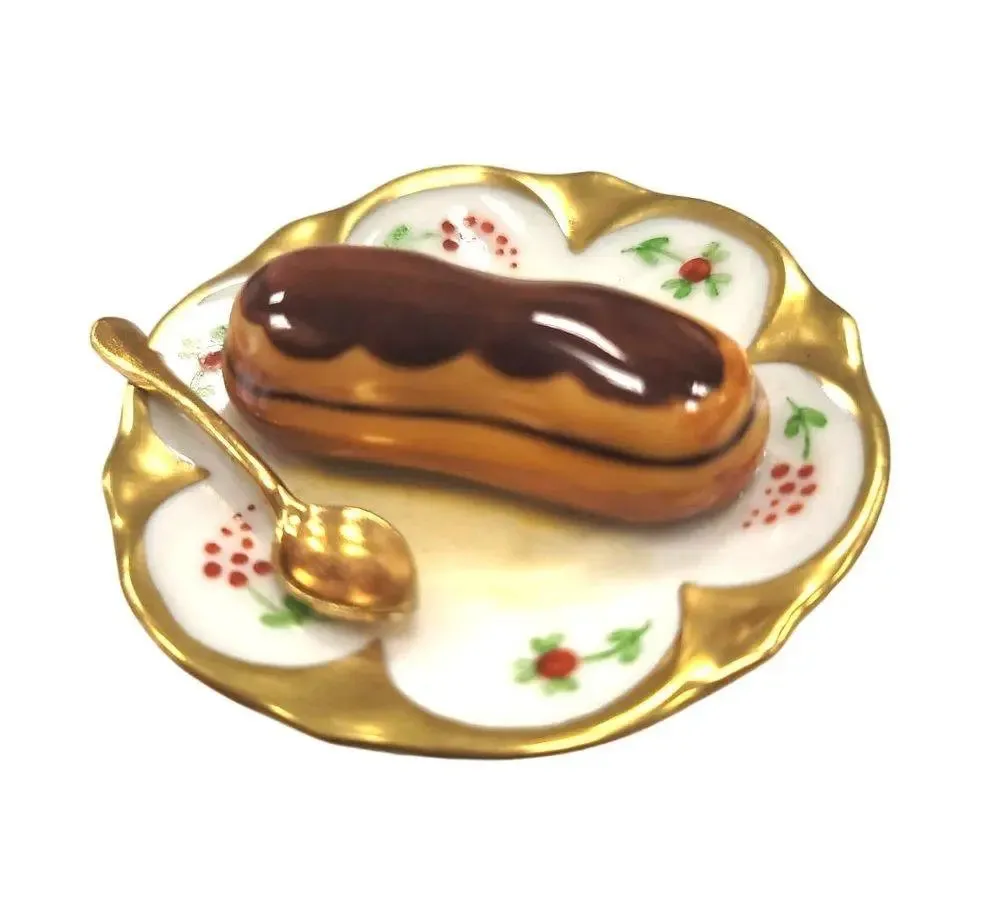 Chocolate Napolean Dessert on Gold Trim Plate - Rare