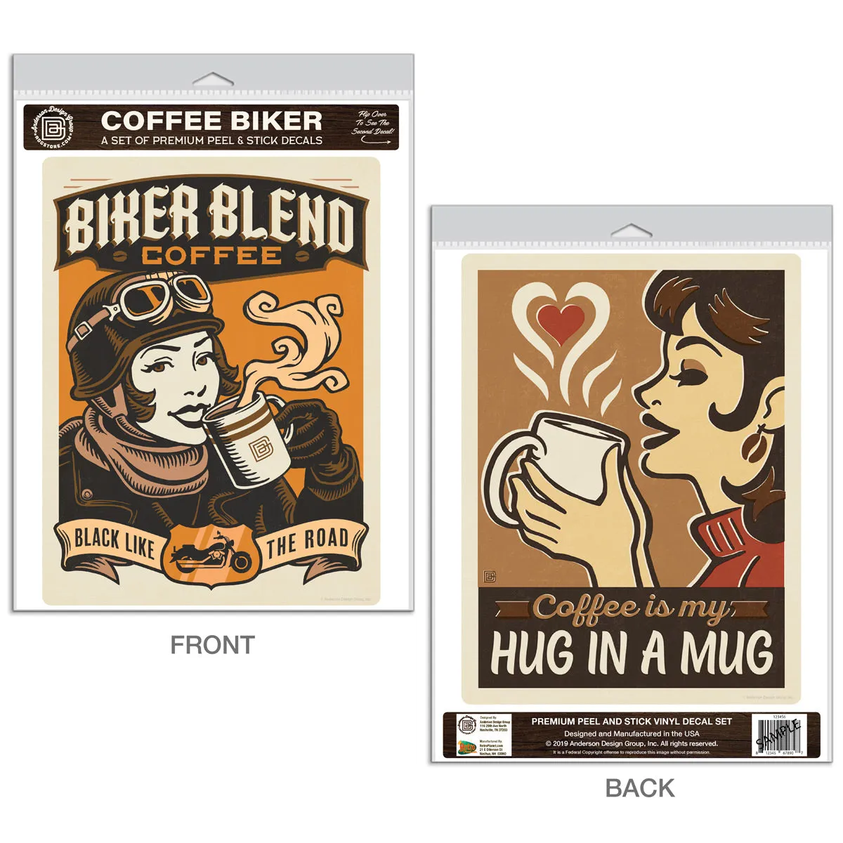Coffee Biker Decal Set of 2