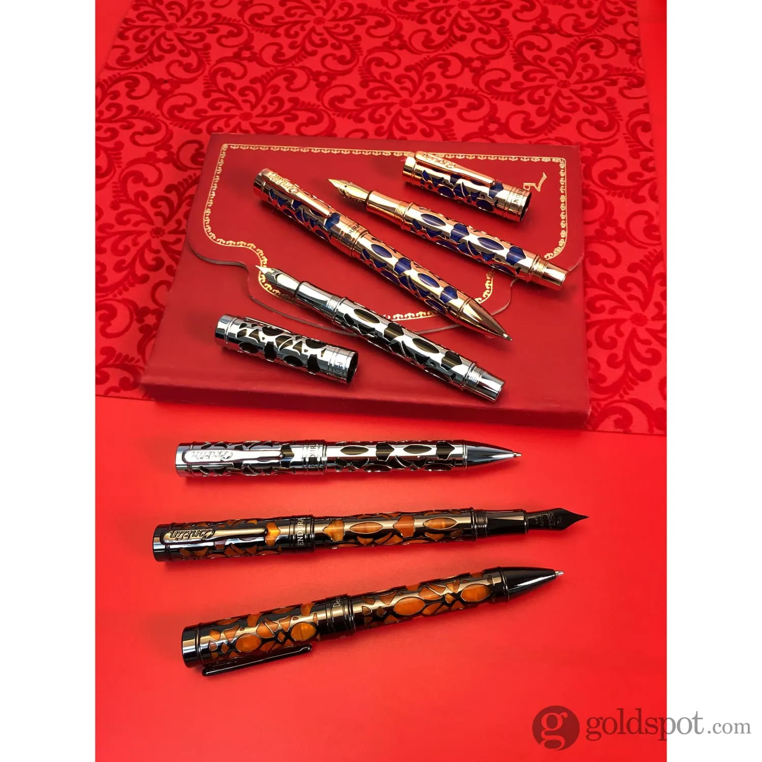 Conklin Endura Deco Crest Fountain Pen in Black with Chrome Trim