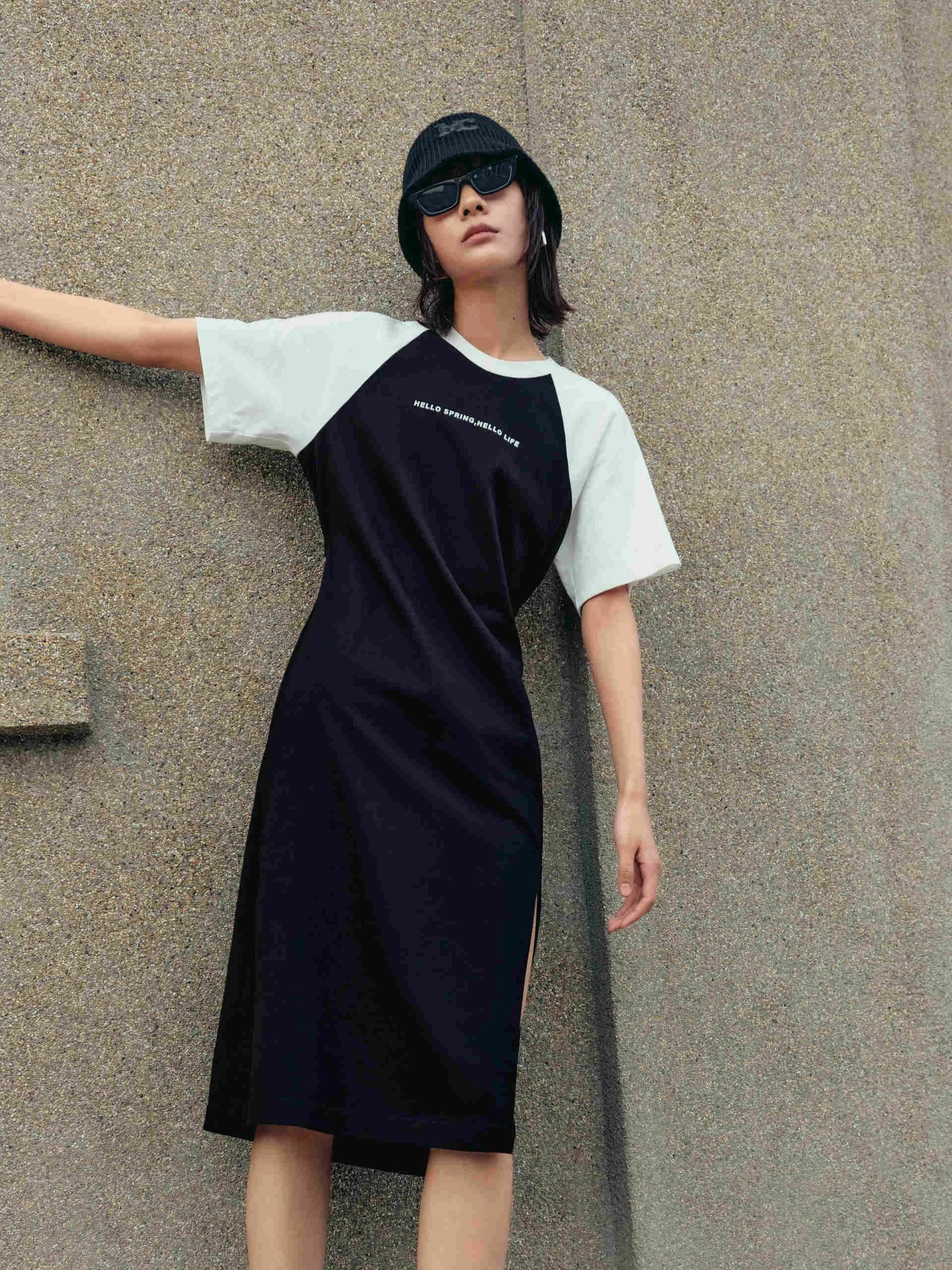 Contrast Side Slit Dress