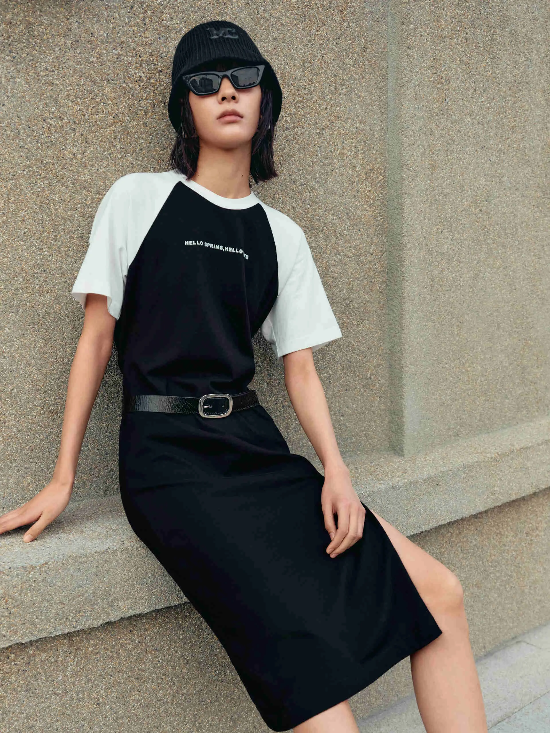 Contrast Side Slit Dress
