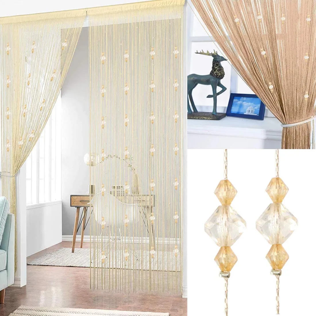 Crystal Beaded Tassel Partition Door Beaded String Curtain