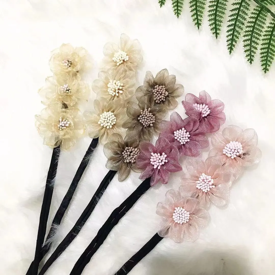 Cute Chiffon Flowers Clip Buns