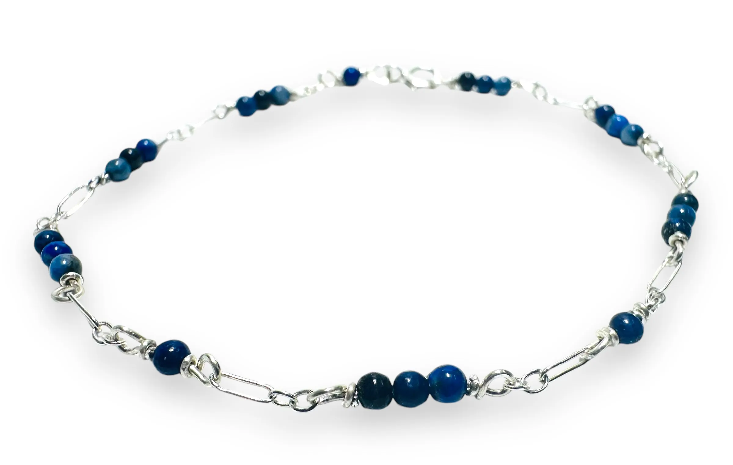 Dainty Gemstone Bracelet, Gemstone Bead Chain, Wire Wrapped Bracelet