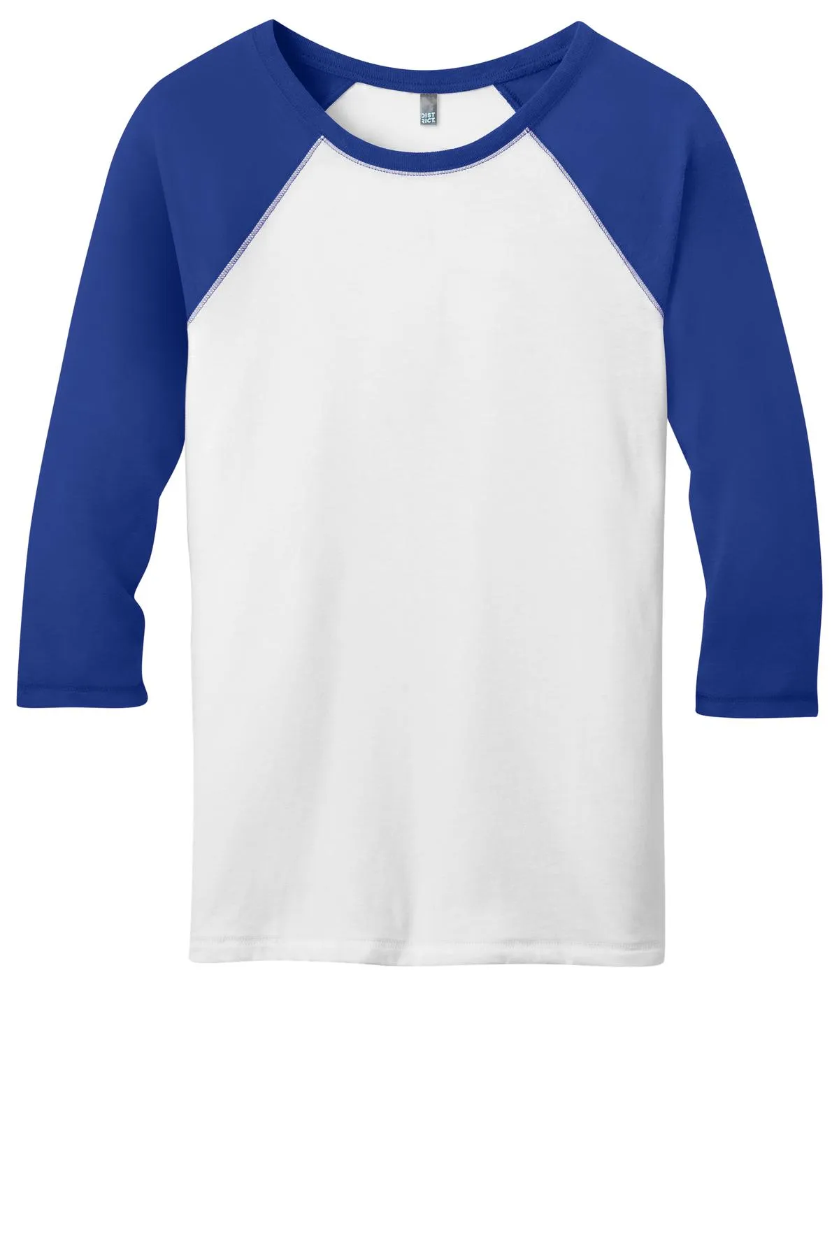 District - Juniors 50/50 3/4-Sleeve Raglan Tee. DT228
