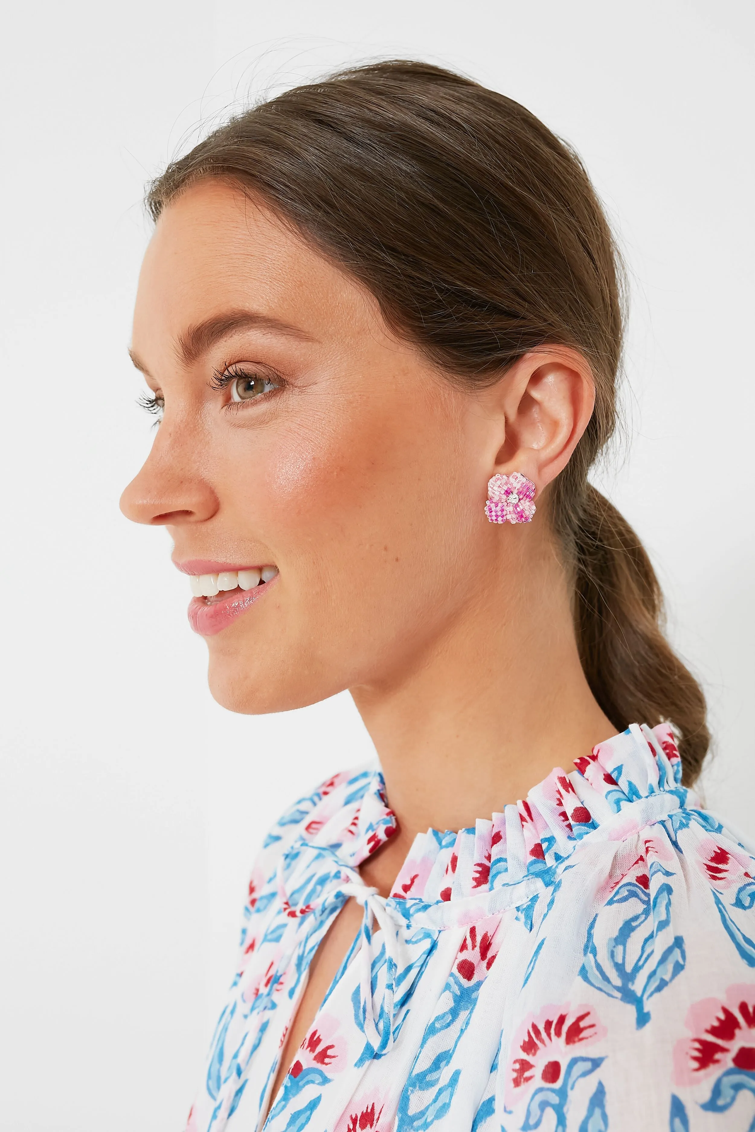Exclusive Pink Alessandra Floral Studs