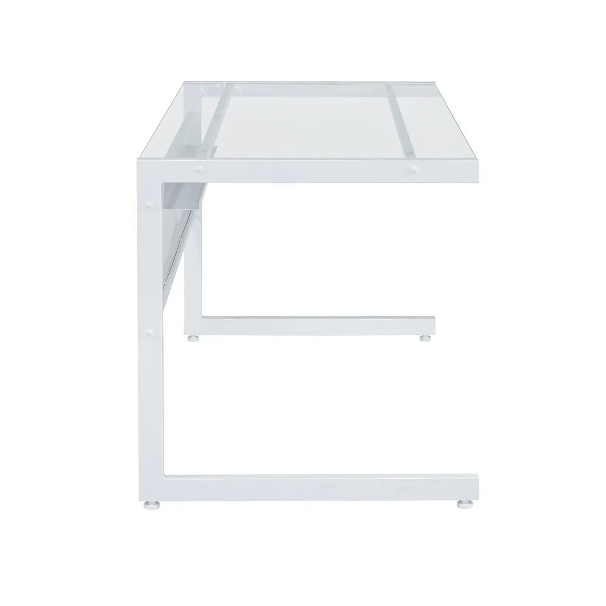 Glass Top 50" Modern White C-Shaped Modular Desk