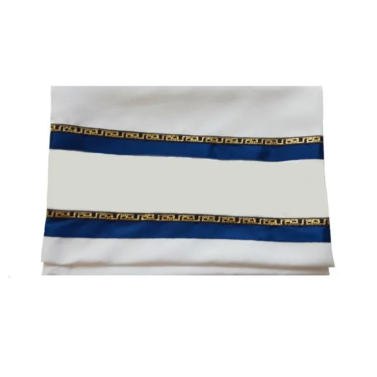 Gold, Blue and Black Decorations Wool Tallit, Bar Mitzvah Tallit Set, Tzitzit Jewish Prayer Shawl, Modern Tallit