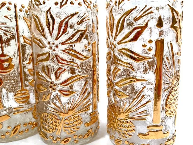 Imperial Glass Mid-Century Golden Christmas Glasses (Set of 4)