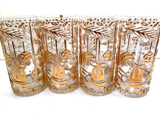 Imperial Glass Mid-Century Golden Christmas Glasses (Set of 4)