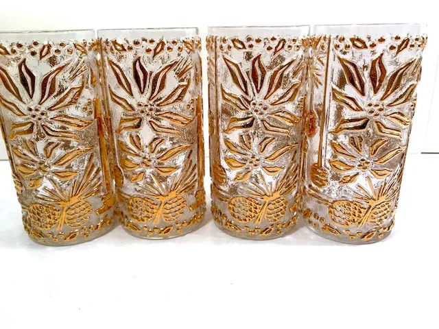 Imperial Glass Mid-Century Golden Christmas Glasses (Set of 4)