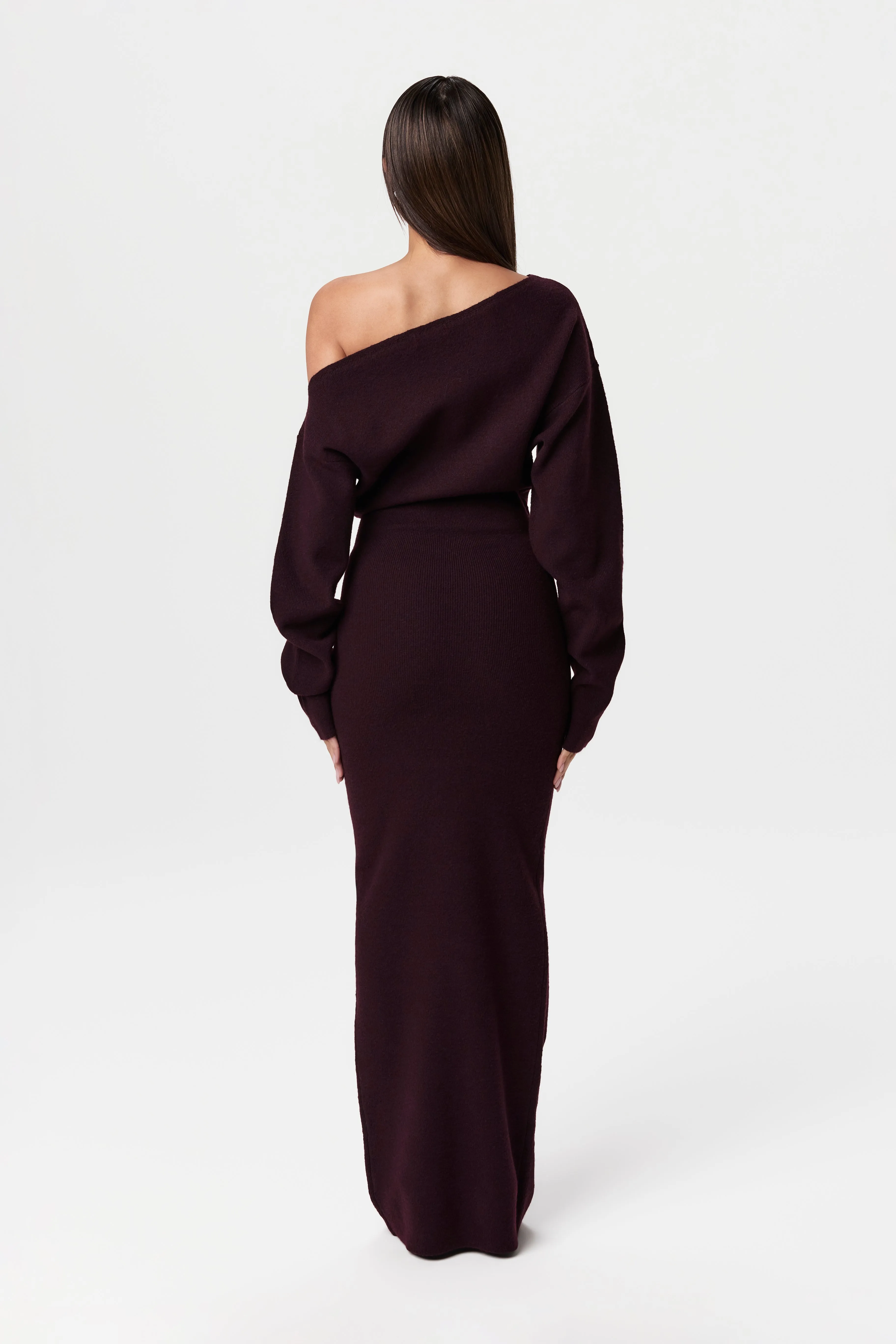 Elegant Knitted Off-Shoulder Maxi Sweater Dress