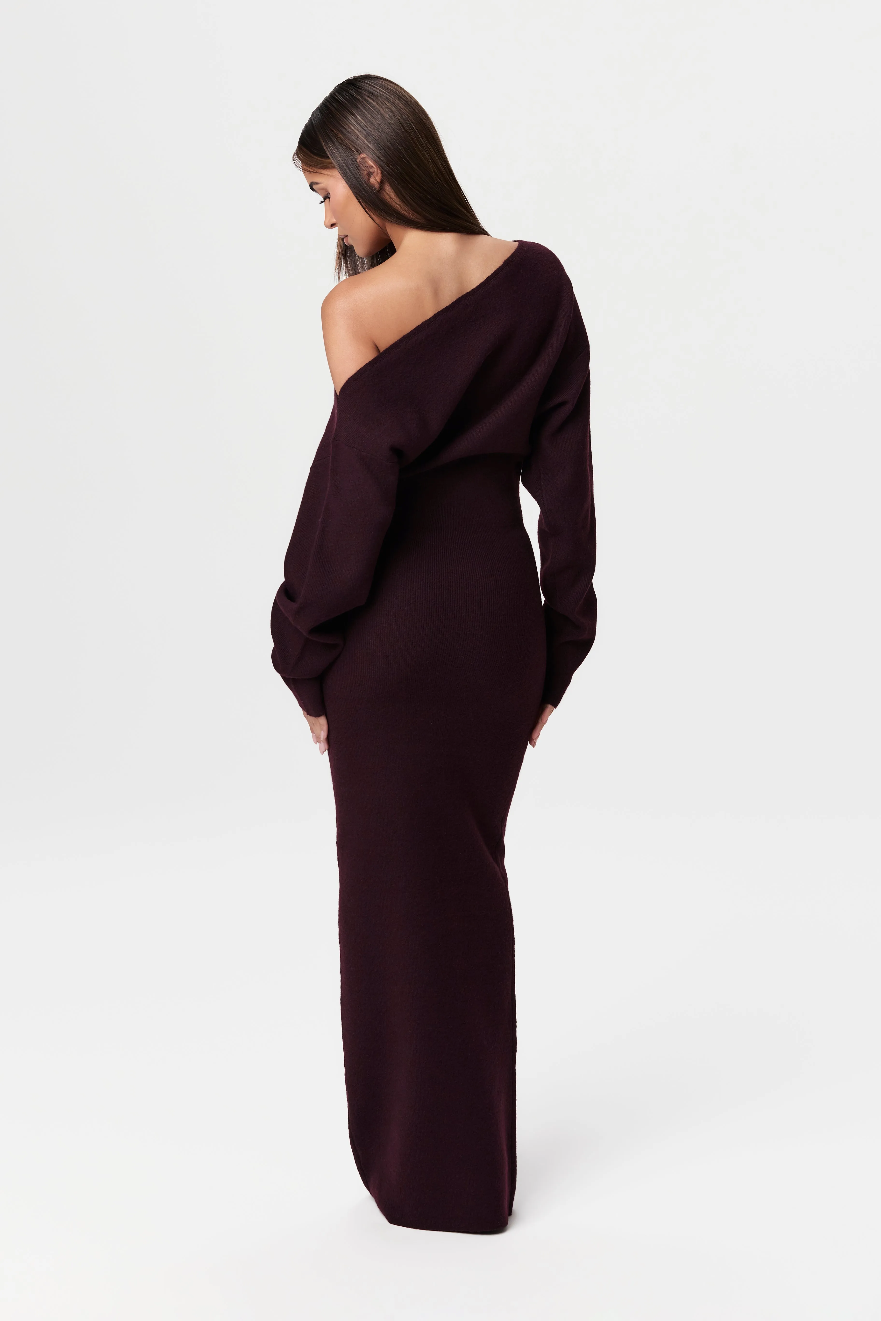 Elegant Knitted Off-Shoulder Maxi Sweater Dress