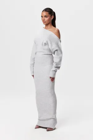 Elegant Knitted Off-Shoulder Maxi Sweater Dress