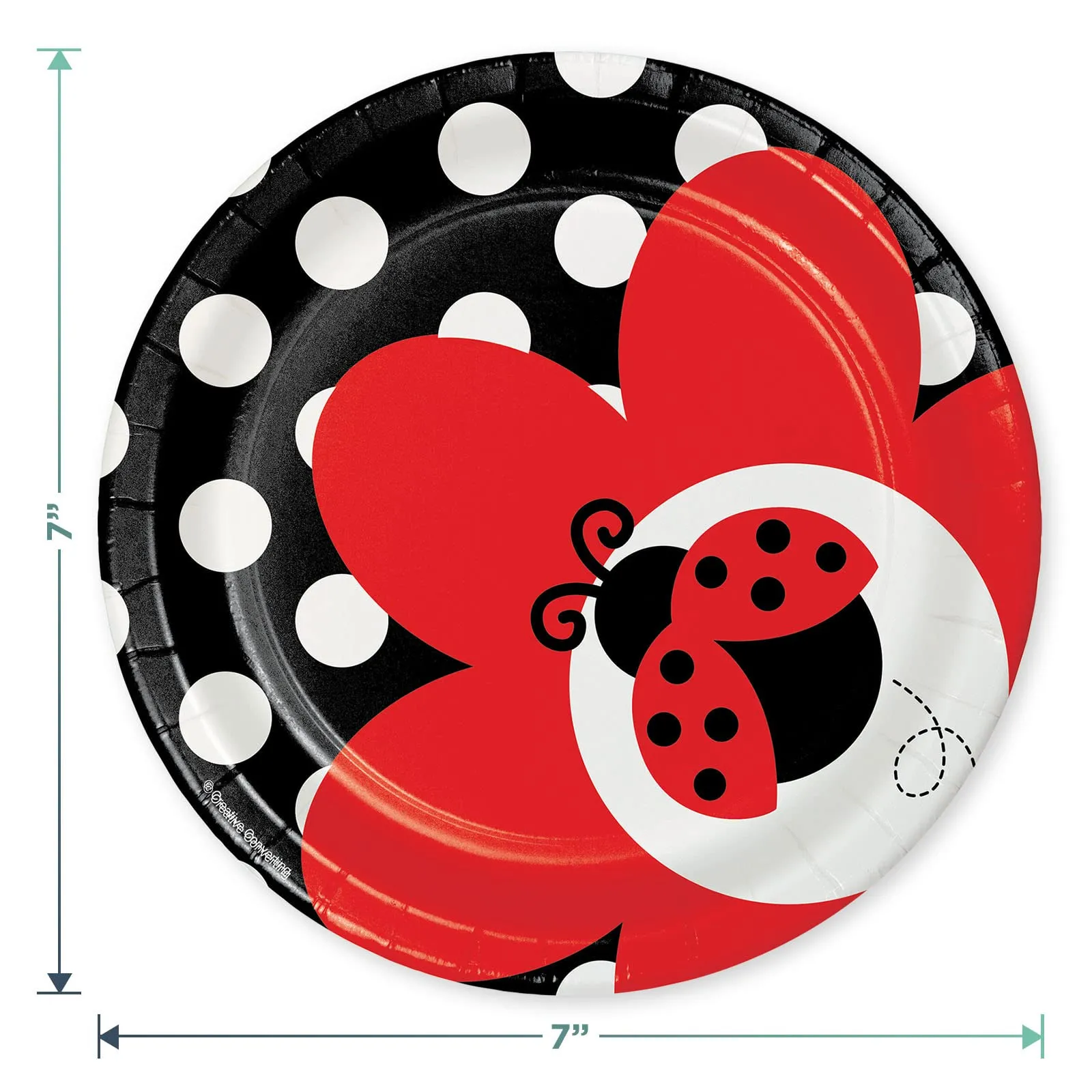 Ladybug Birthday Party Pack - Paper Dessert Plates, Beverage Napkins, Cups, Table Cover, and Forks Set (Serves 16)
