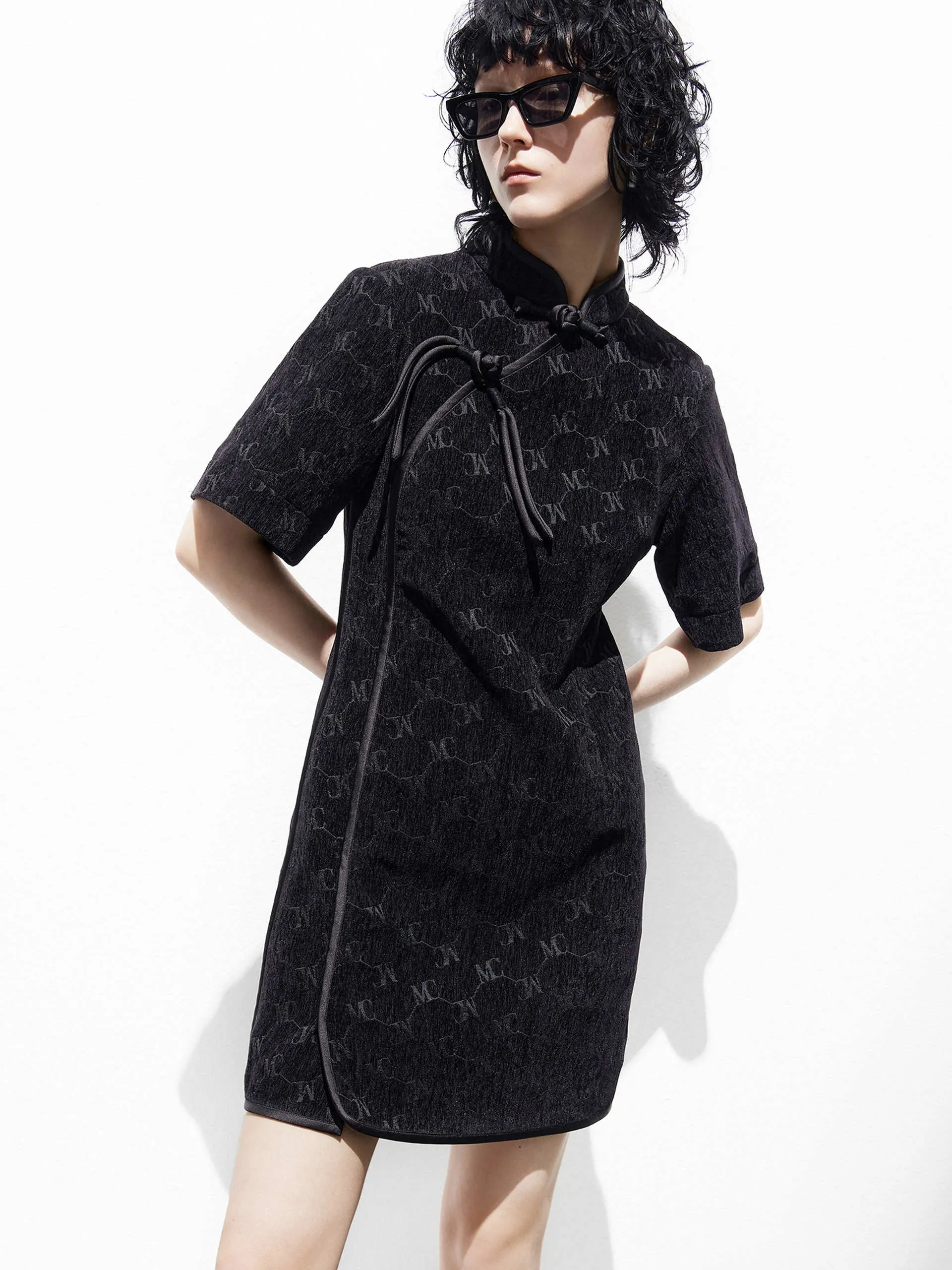 Logo Slanted Placket Dress