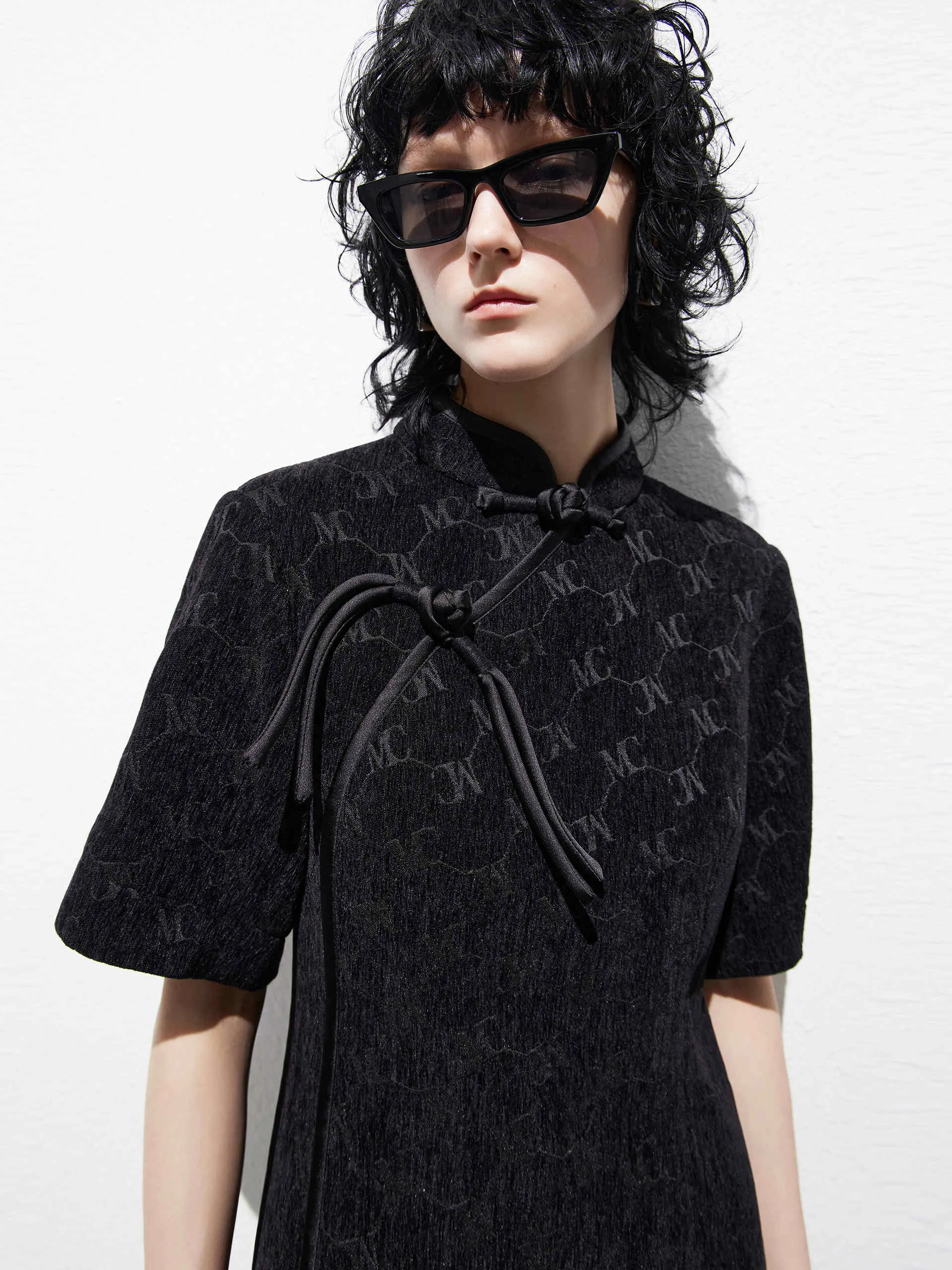 Logo Slanted Placket Dress
